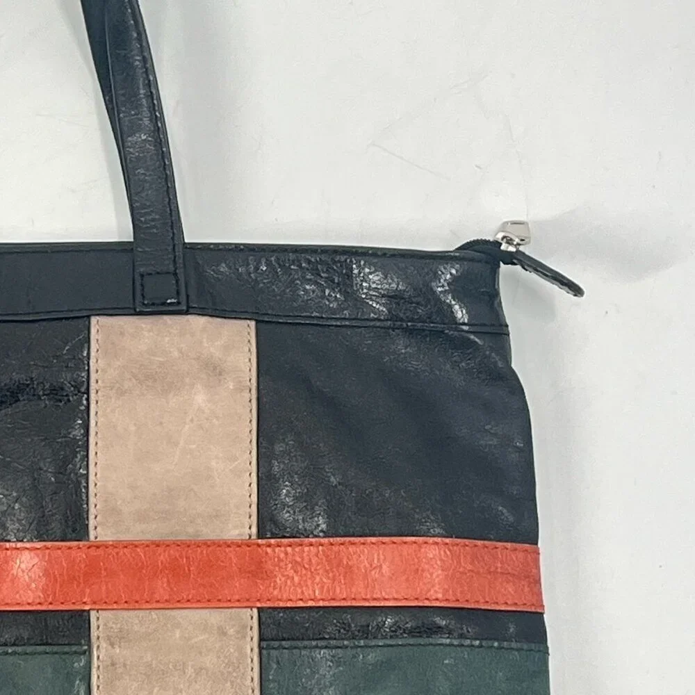 Lodis Black Leather Shoulder Tote Bag Patchwork Hippie Boho Grunge